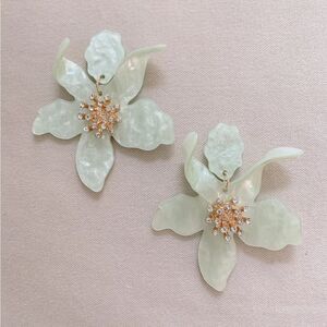 Trendy mint flower earrings N175